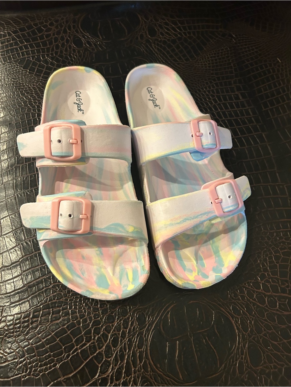 Cat and Jack Kids' Pastel Tie-Dye Buckle Sandals - size 4